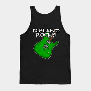St Patricks Day Electric Guitar Irish Shamrocks Tank Top